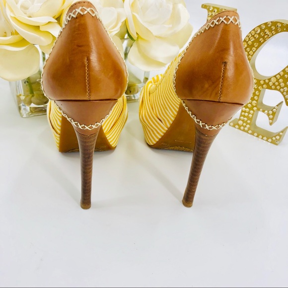 Gianni Bini Striped Peep Toe Pumps Heels - Picture 3 of 7